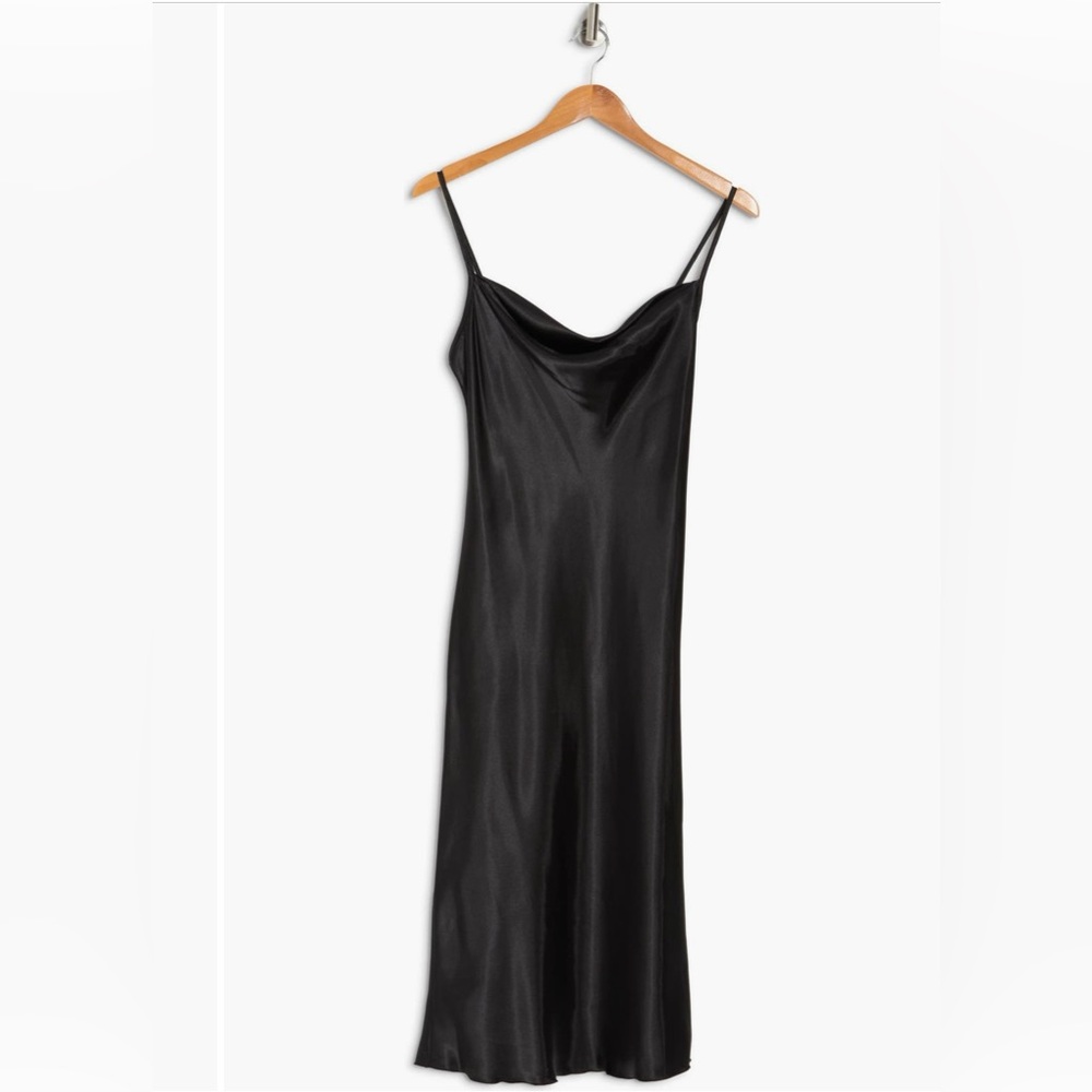 Bebe Satin Cowl neck Midi Dress
